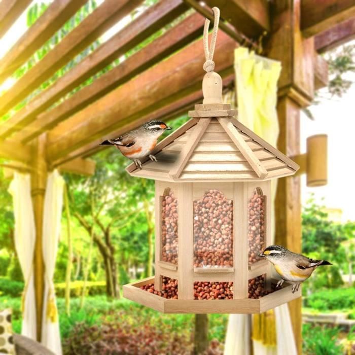 Mangeoire à oiseaux extérieure Grande capacité Mangeoire à oiseaux  suspendue Distributeur de graines pour oiseaux Maison d'oiseau extérieure  pour balcon de jardin