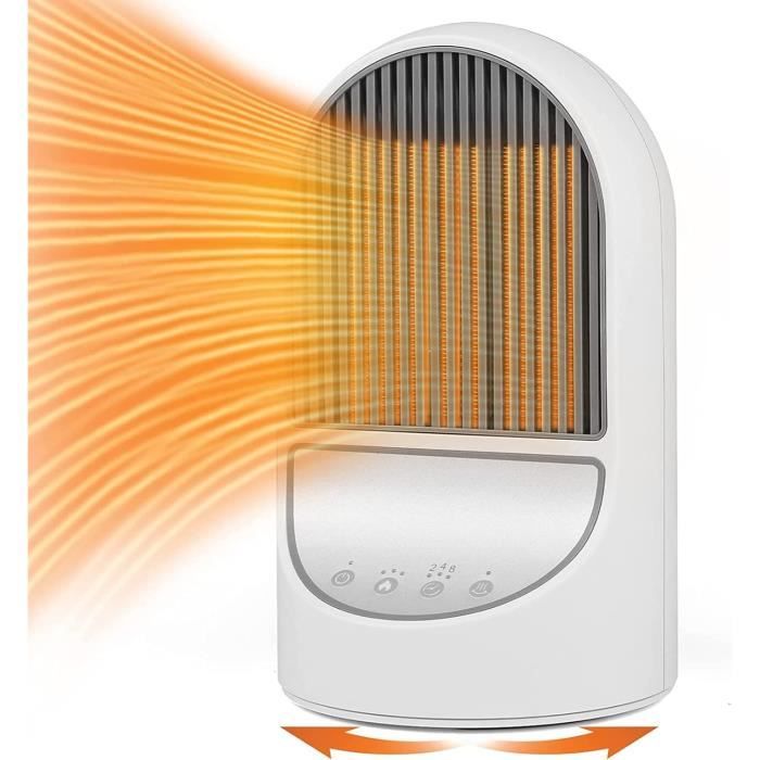 Radiateur Portable Céramique 600W - Avec Télécommande Et Minuterie - Pour Bureau, Chambre, Camping-car