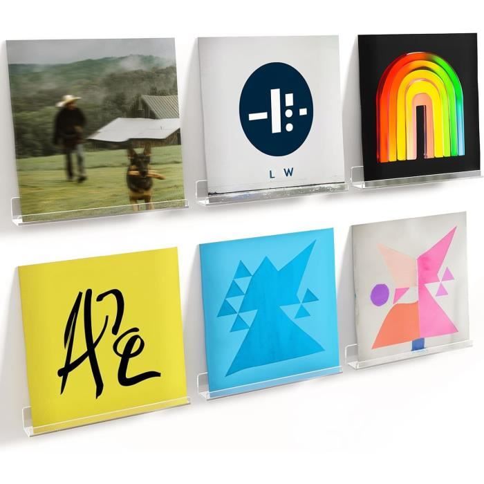 Étagères Flottantes En Acrylique Transparent - Lot De 4 Pour Vinyles, Livres, Déco - 8x30 Cm