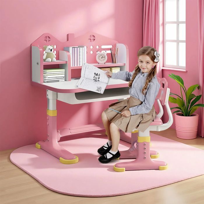 Mophorn Ensemble Bureau Et Chaise D'étude Réglables Pour Enfants Avec Lampe Plateau Inclinable 0 40 Hauteur Reglable Ideal Pour Les Chambres Et Les Bureaux Rose 87253845