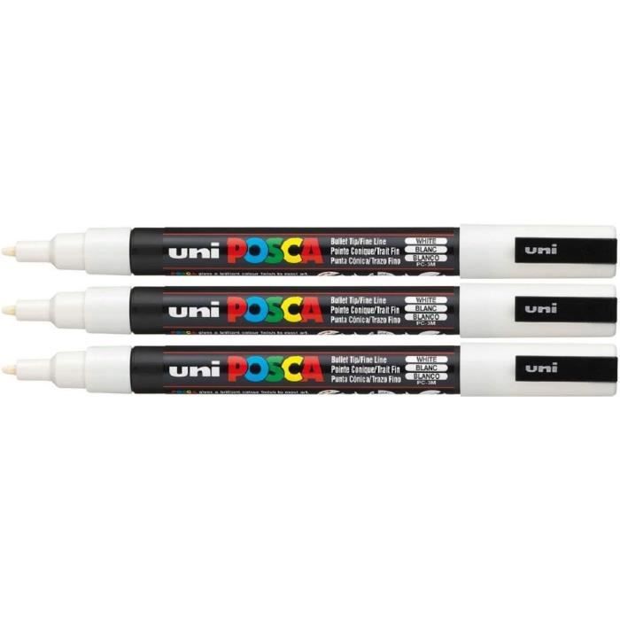 PC3M Uni Posca White Paint Marker Pens Medium Bullet Tip 1.5mm Nib