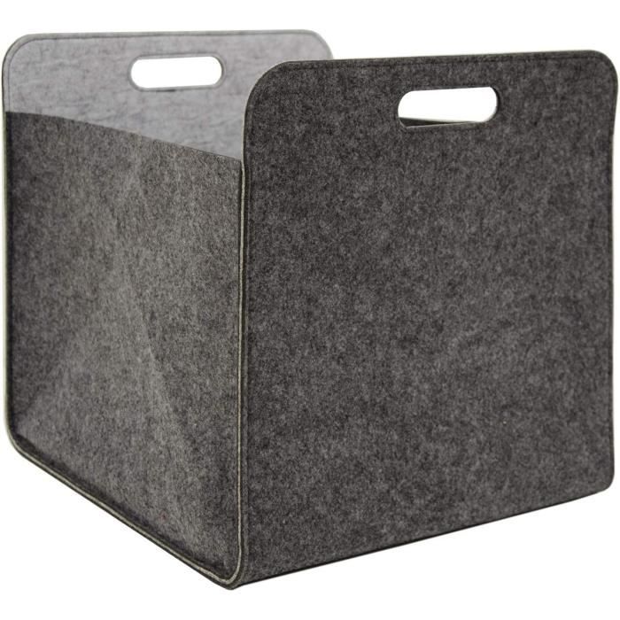 Jessar - Panier de Rangement en Feutre, 33.5 x 25 x 28cm, Gris Foncé main image 0