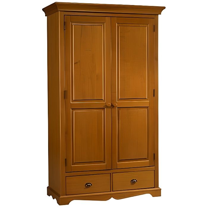 Armoire Penderie Pin Miel 2 Portes de Style Ang… Cdiscount Maison