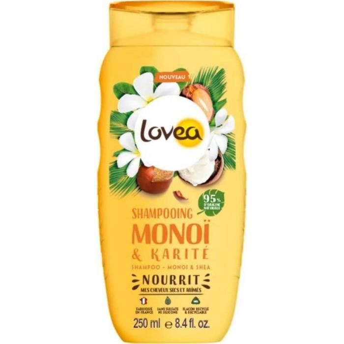 Lovea shampoing monoï & karité cheveux secs et abimés 250ml