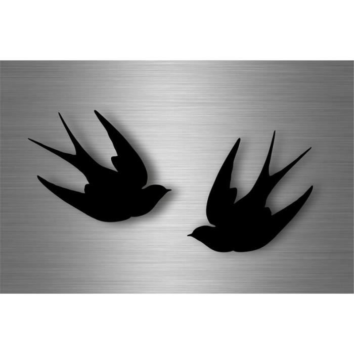 2x autocollant sticker voiture moto muraux noir hirondelle oiseau silhouette