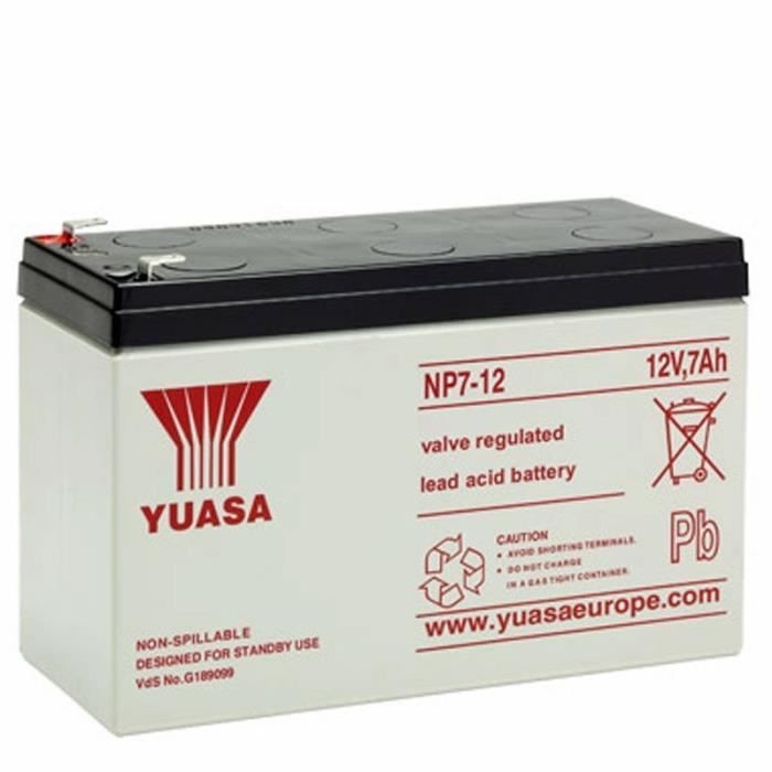 Batterie YUASA NP7-12 NPW36-12 plomb PB 12 Volt 7000mAh avec 4.8mm contacts