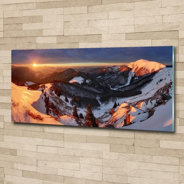 Paysage Montagnes Photo panoramique Image Tableau Impression sous verre de Tulup 125x50 cm 