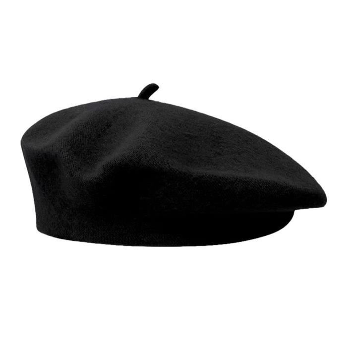Béret Femme En Laine – Béret Français Souple, Unisexe, Noir, Hiver, Léger Et Pliable