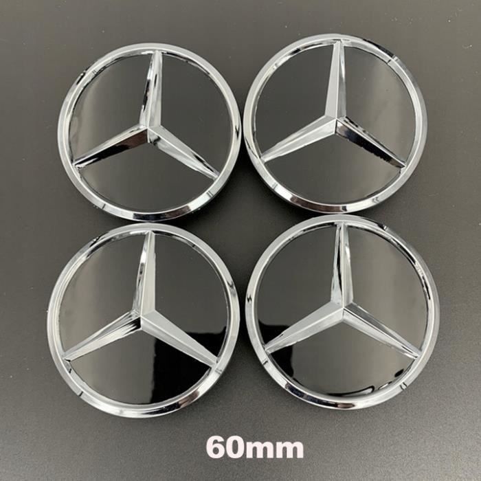 Lot de 4 capuchons de centre de roue avec logo de 60 mm pour Benz