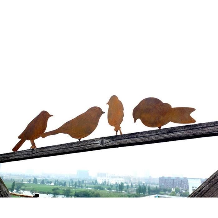 4PCS Piquet de Jardin en Métal Rouillé Oiseaux Rouillés avec Vis Bouchon de  Jardin Décoration Rouille Metal Birds Ornements Balcon - Cdiscount Jardin