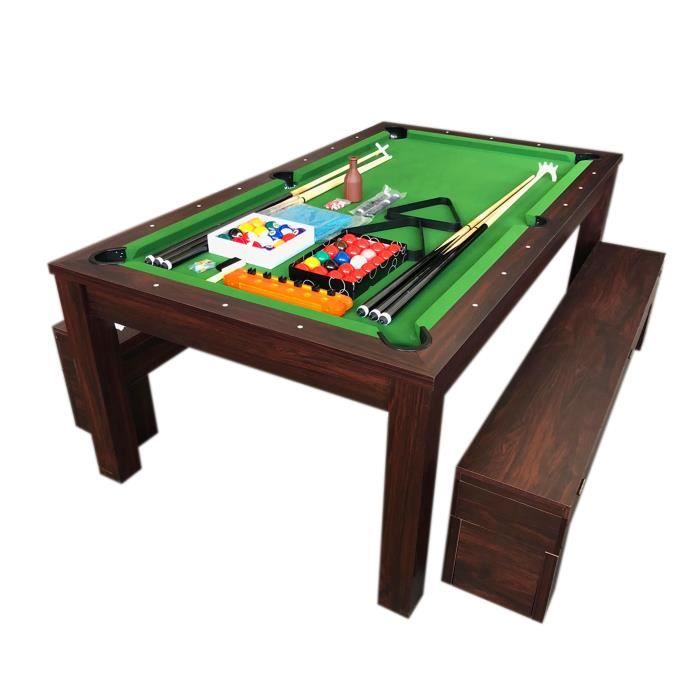 Billard Americain 7ft Snooker Rich Vert Plan Couverture Et Bancs
