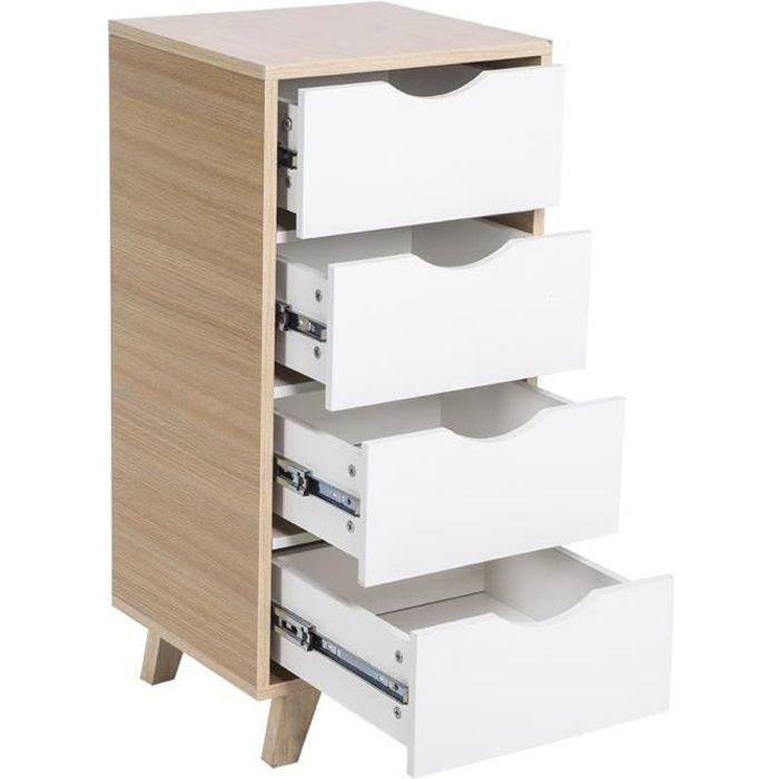 Caisson De Rangement Bureau En Pin Massif Blanc - 40x50x75 Cm Avec Tiroir Et Porte - à Fixer Au Mur - 3