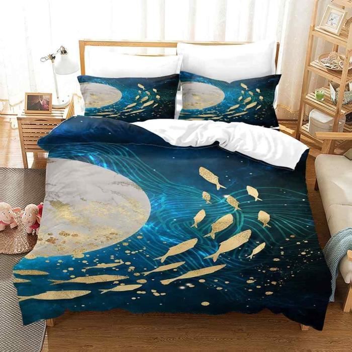 3D Housse De Couette avec Housse De Couette Poisson d'or Abstrait