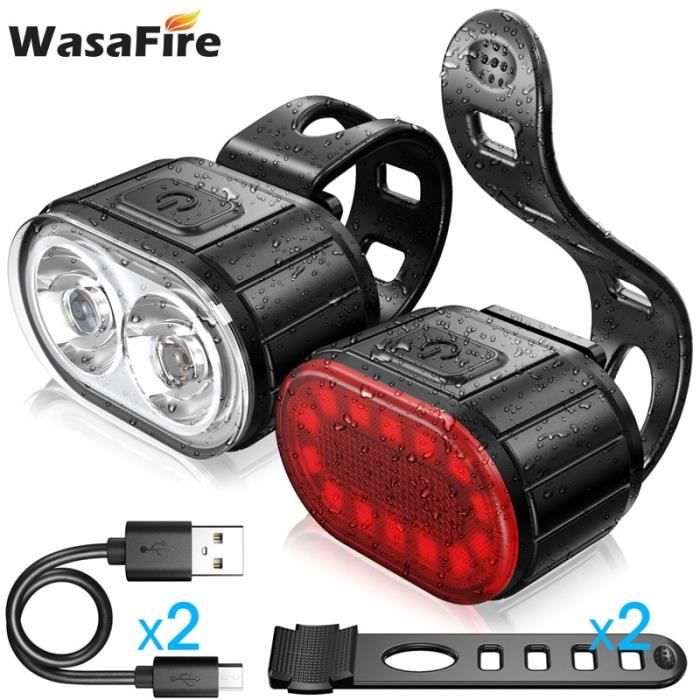 Ensemble Feu Avant/arrière Vélo Torch LED – Rechargeable USB, étanche, Aluminium