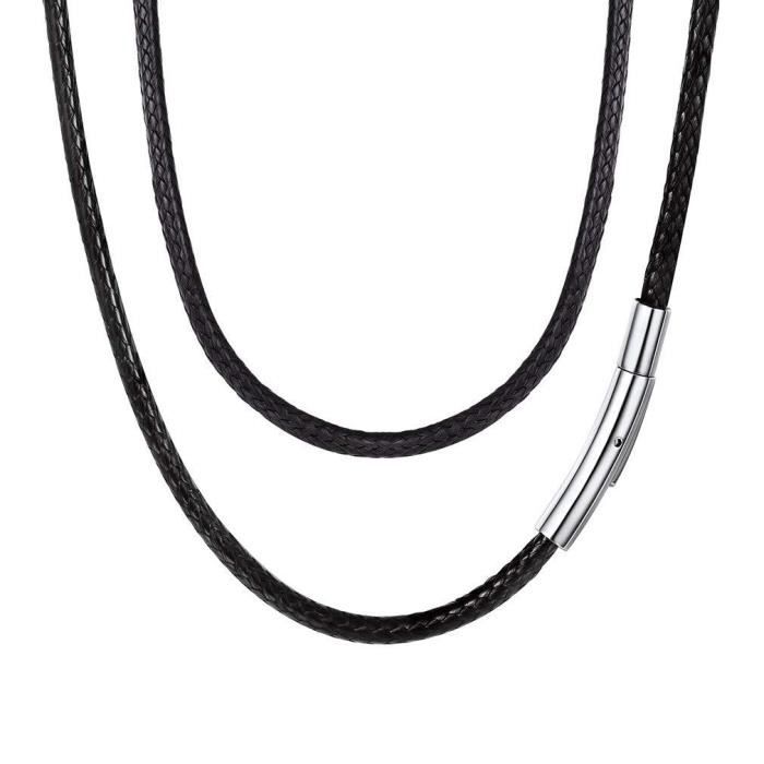 40//45//50//55//65//70//75 cm 16-30 Pouce FaithHeart Cordon pour Pendentif Homme//Femme-Prénom Personnalisé Collier en Cuir Simili Noir//Marron Tressé Waterproof 2MM//3MM avec Fermoir Acier Inoxydable