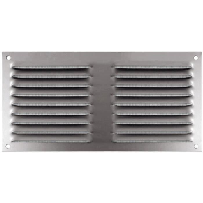 Grille métallique à persienne + moustiquaire - 200 x 100 mm