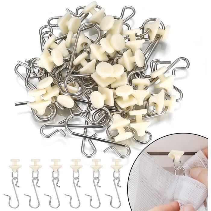 100 Crochet de Rideau Rail Set(50 Glisseurs pour Rail à Rideaux Crochets Plastique, 50 Glisseur