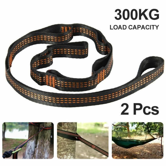 2 Sangles De Hamac AMONENZ 55cm - Résistance 400kg Avec Mousquetons | Pour Hamac Jardin, Balançoire