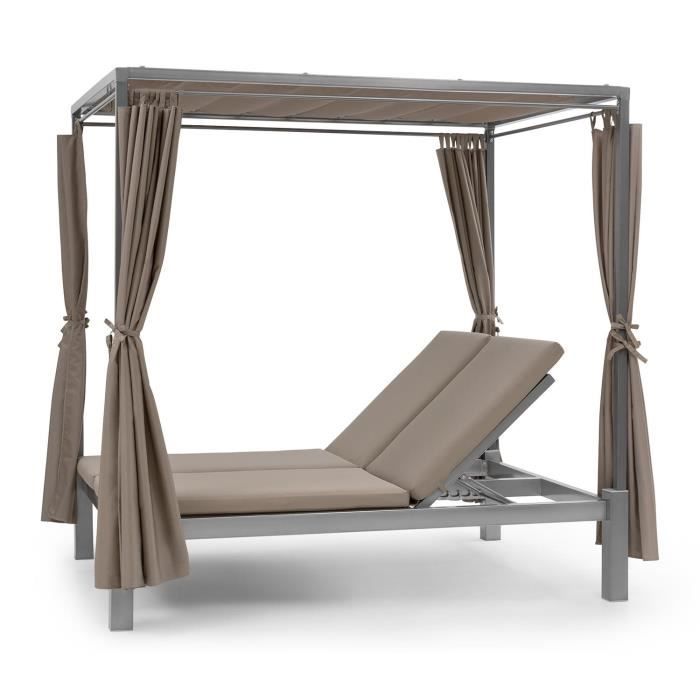 Blumfeldt Eremitage Double Lounger Bain De Soleil De Luxe 2 Places Transat De Jardin Avec Rideaux Aluminium Polyester Taupe Achat Vente Chaise Longue Blumfeldt Eremitage Double Cdiscount