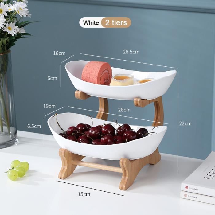 Corbeille à Fruits 3 étages – Support Bambou, Bols PP Alimentaire, Rangement Cuisine élégant
