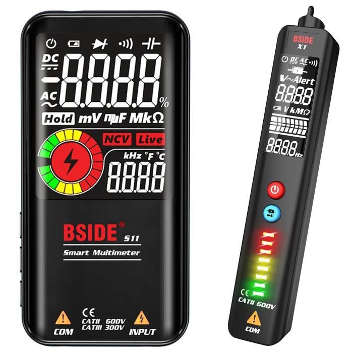 Multimètre Numérique BSIDE Mini - Détection NCV Auto - Testeur Voltage électricien