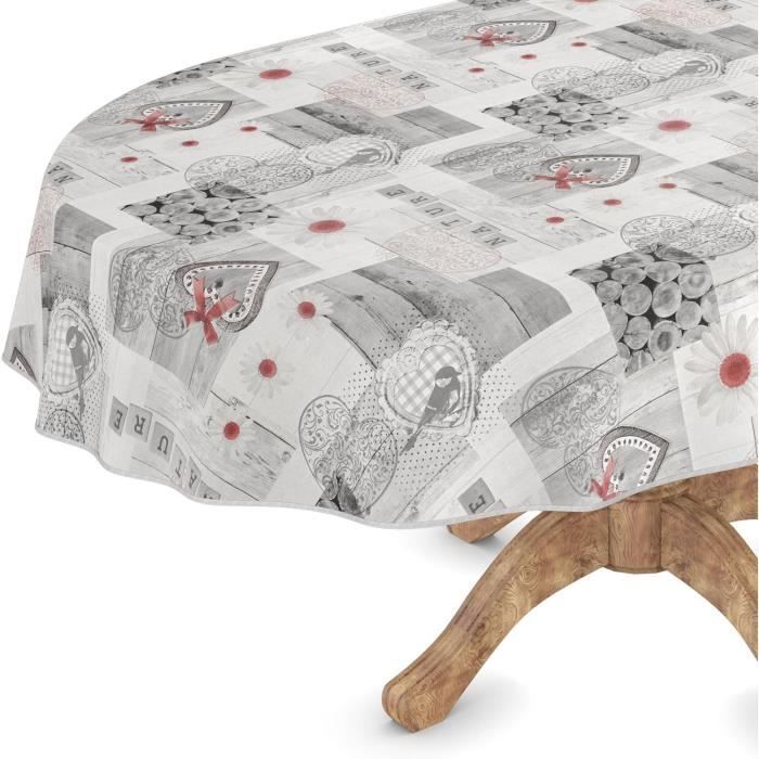 Nappe En Toile Cirée KEVKUS - Motif Floral Champagne - Lavable, Effet Lotus - 03038-56