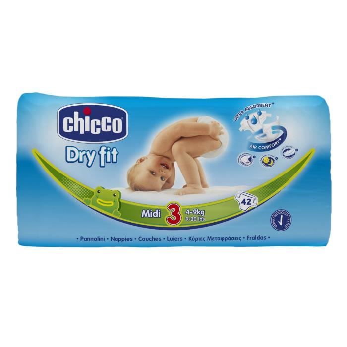 CHICCO Dry Fit Couches Taille 3 Midi 4 à 9 kg x42 Cdiscount