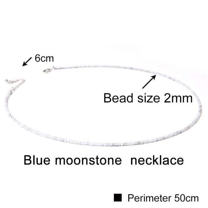 Collier Ras Du Cou En Grenat Naturel - Perles Rondes à Facettes 18 Pouces - Plaqué Argent