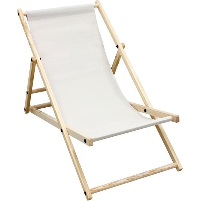 chaise longue de jardin pliante en bois ecd germany - beige - réglable et pliable dans 3 directions