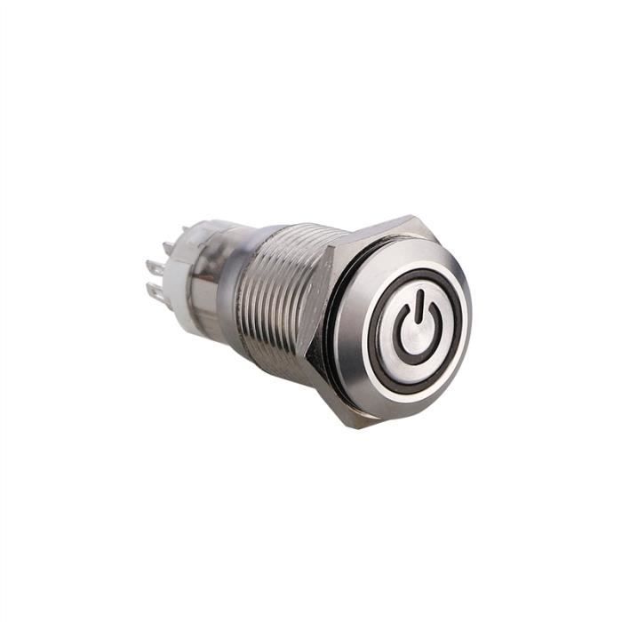 Cuque 12V 3A 16mm Interrupteur /à Bouton de R/éinitialisation Plat Universel Bouton de D/émarrage