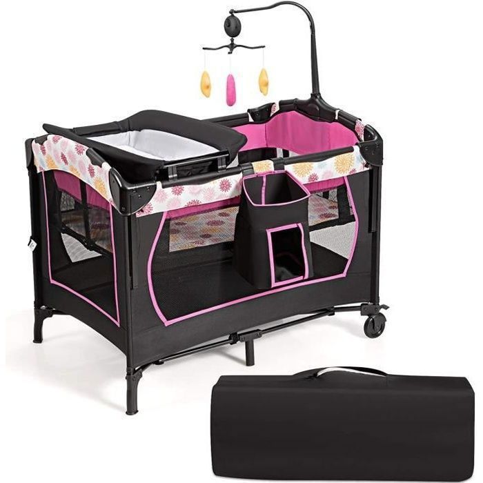 Goplus 4 En 1 Lit Parapluie Bebe De Voyage 0 36 Mois Avec Table A Lange Pliable A 3 Niveaux Reglables Avec Jouets Musicaux Matelas Cdiscount Puericulture Eveil Bebe