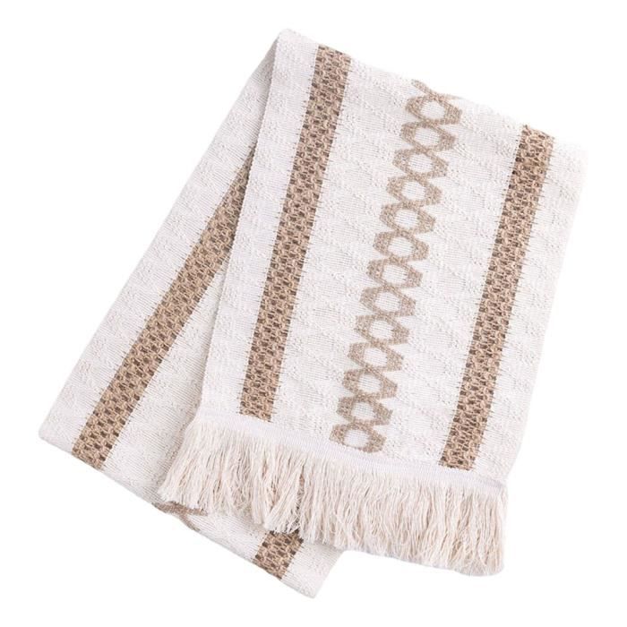 Crochet Tissé Gris Chemin De Table En Coton Et Lin Rustique Style Ferme