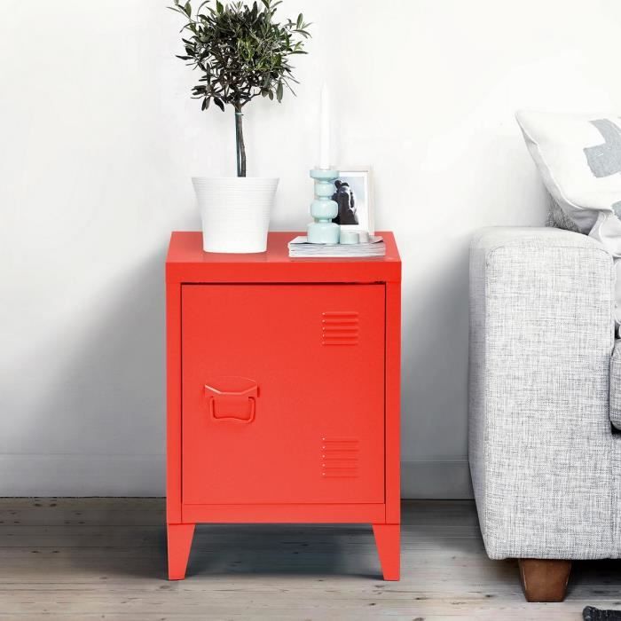 Homy Casa Meuble Bas Caisson Metal Casier 1 Porte Rouge Achat