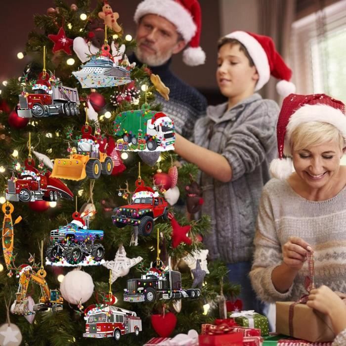 24 Ornements En Bois Pour Sapin De Noël - Père Noël, Rennes, Cloches, Chaussettes... Décoration Traditionnelle