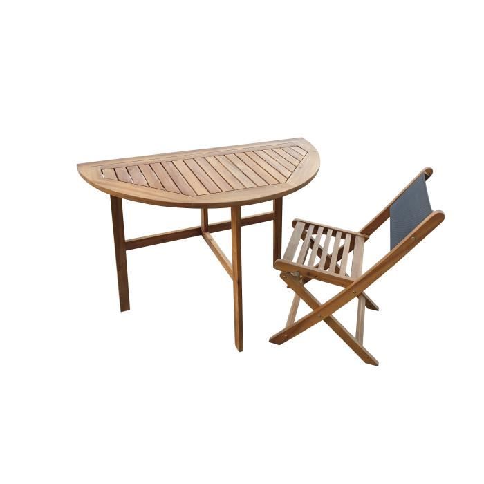 Set Balcon Repas De Jardin 2 Personnes Table Demi Rond 100x50cm