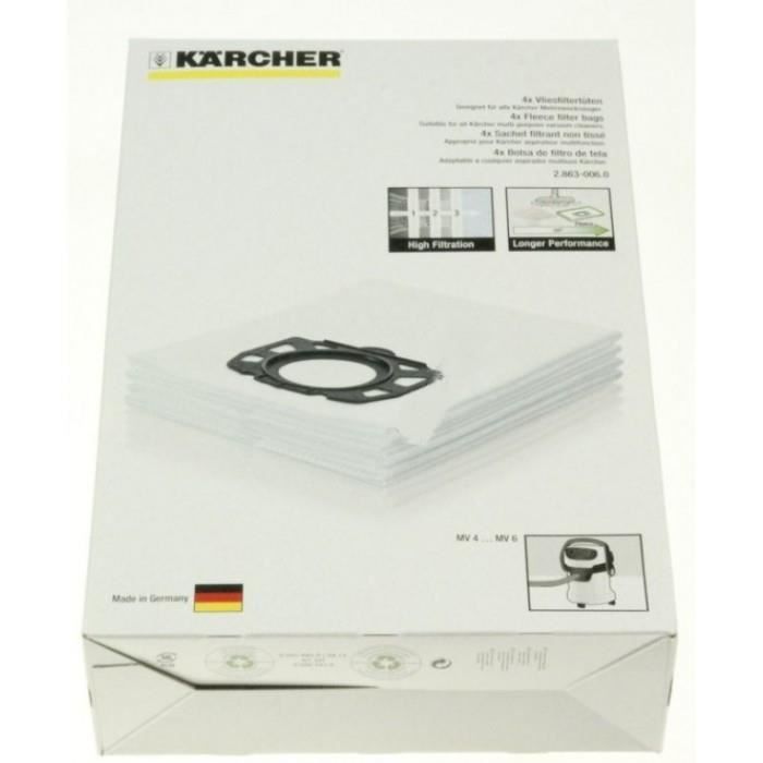 Sachet filtre ouate x4 pour aspirateur Karcher Accessoire pour