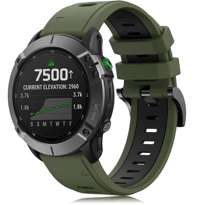 Bracelet pour Garmin Fenix 7 / Garmin Fenix 7 Solar / Garmin Fenix 7  Sapphire Solar - Silicone Noir 22mm QuickFit Phonillico©