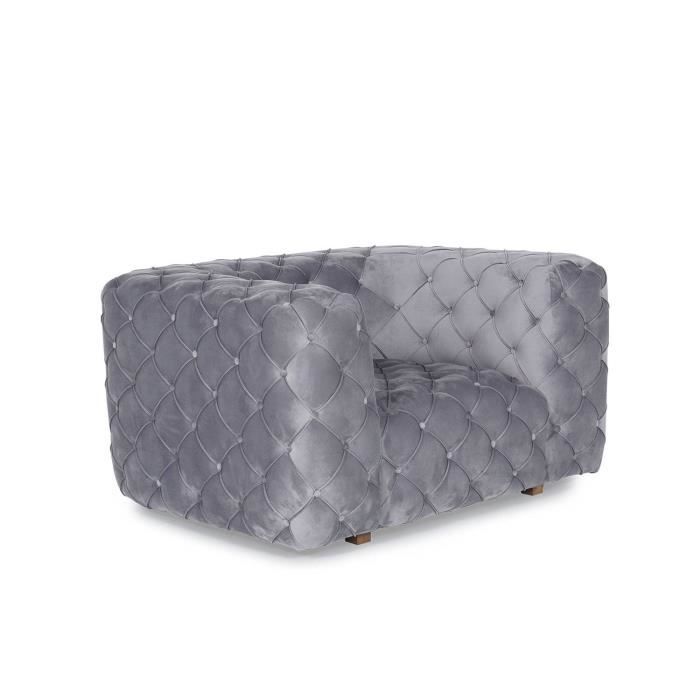 fauteuil chesterfield sarno velours gris clair
