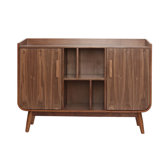 Miliboo - Buffet vintage en bois foncé noyer 2 portes L122 cm HALLEN
