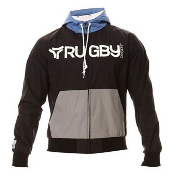 veste coupe vent rugby homme - rugby division - noir et gris - manches longues