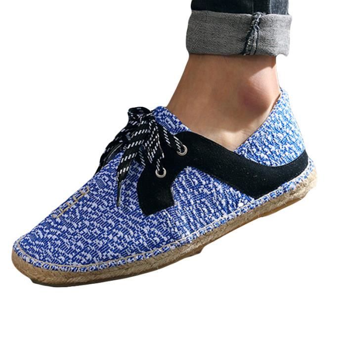 Espadrilles Homme plates classique uni Reservoir Shoes Toile Bleu 2 Rouge Semelle en corde typique Bleu 2 Cdiscount