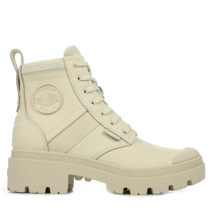 Bottines Palladium Pallabase Army R Femme Cuir Beige Talon