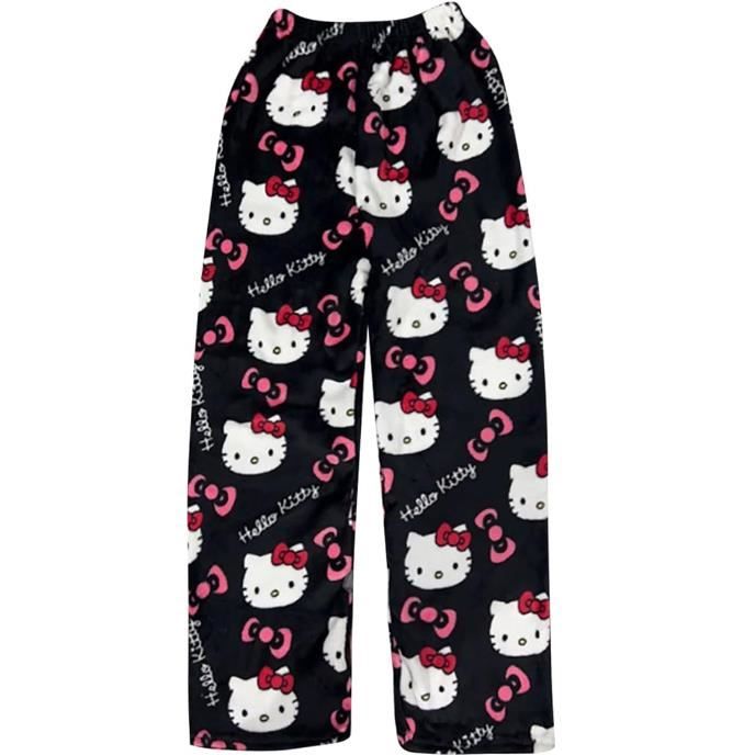 Pyjama Flannel Pantalons Femmes Marque Modele Noir Coupe ample Isolation thermique