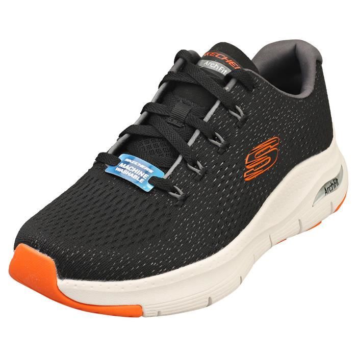 Skechers Baskets - Skechers - ARCH FIT VEGAN - Homme - Orange Noire - Textile - Lacets
