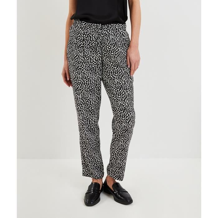 GRAIN DE MALICE Pantalon fluide imprime femme Black Cdiscount Pret a Porter