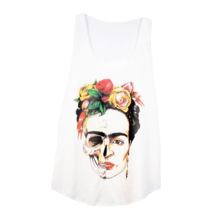 DEBARDEUR FEMME IMPRIME ILLUSTRATION FRIDA KAHLO STYLE TATTOO