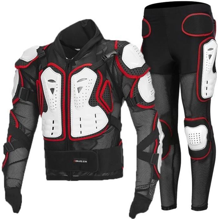 Combinaison de moto armure homme costume 2 pièces veste + pantalon ensemble de vêtement protection complète du corps