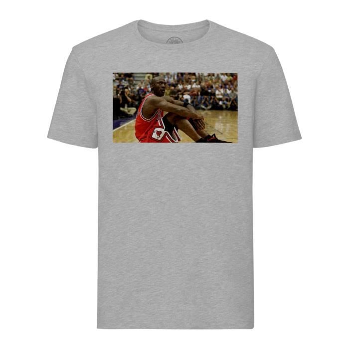 T shirt Homme Col Rond Gris Michael Jordan Assis Chicago Bulls