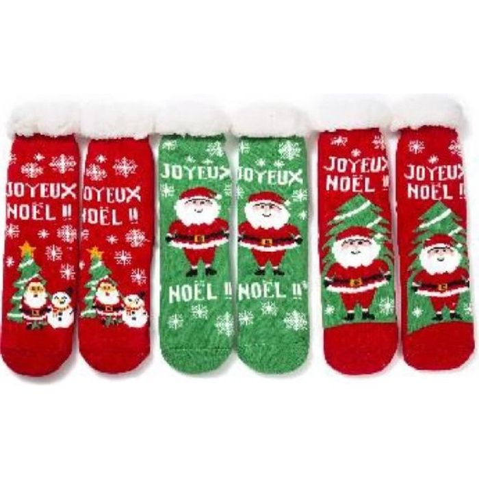 Chaussettes chaussons Noël homme (x12) - Grossiste en ligne