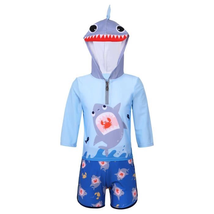 Maillot De Bain Garçon Anti-UV - 2 Pièces Rash Guard + Short - UPF 50+ - 2-8 Ans